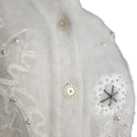 Vintage Belldini Angora Blend Cream Cardigan Sweater - Picture 8 of 10